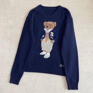 Navy Blue Sweater with Bear Design
